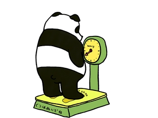 体重計に乗るパンダのイラスト