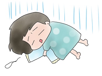 寝込んだ女性のイラスト