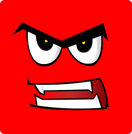 赤く怒ってる顔のイラスト