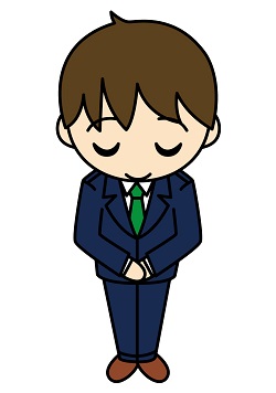 おじぎするスーツ男性イラスト