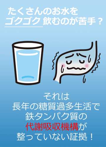 鉄タンパク質不足でお水が飲めないイラスト