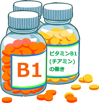 ビタミンB1のサプリメントボトルイラスト