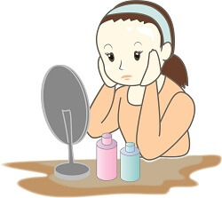 女性が化粧水を塗るイラスト