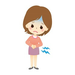 胃をおさえる女性のイラスト